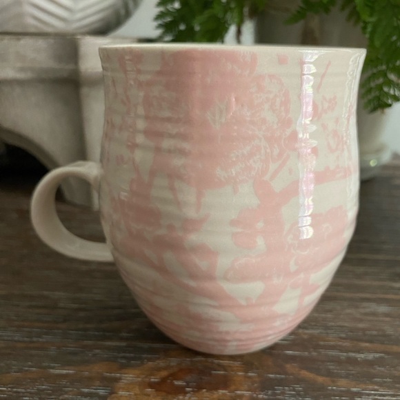 Anthropologie Homegrown Monogram Coffee Mug Cup Initial "A" Pink Floral Boho - Picture 2 of 5